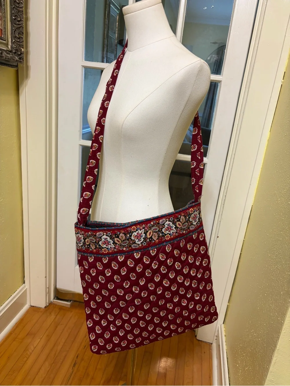 Vera Bradley Patterned Crossbody Bag with Floral Trim